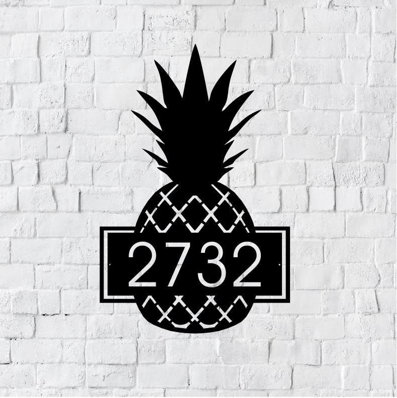 Metal Pineapple House Number Sign | Pineapple Address Sign | Modern Address | Art Decor Address Sign | Metal Address Sign | Address Plaque