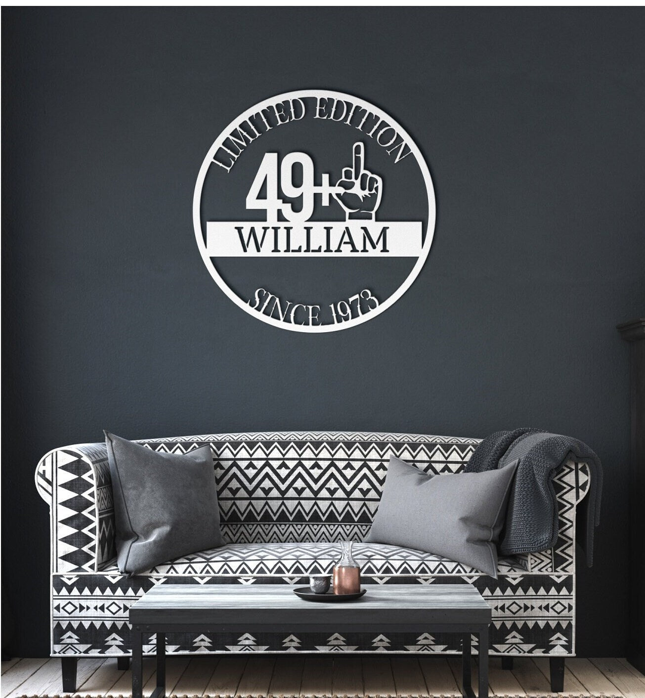 50th Birthday Gift For Him, Birthday Metal Sign, Funny Gift For Husband, Boyfriend, Personalized Sign, Custom Name Wall Sign, Gift For Her