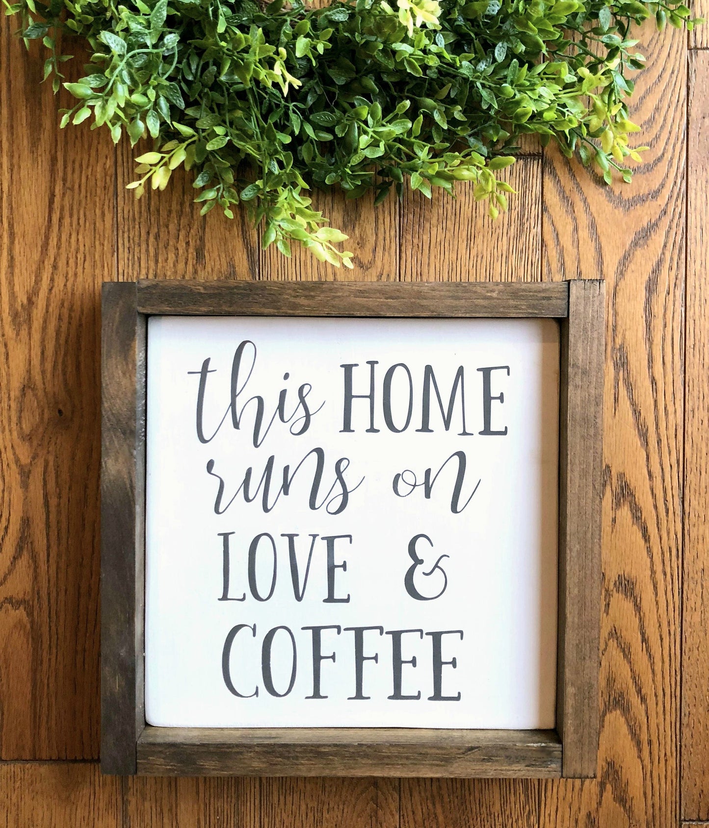 This Home Runs On Love & Coffee Wood Sign, Farmhouse Wood Sign, Kitchen Sign, Coffee Sign, Coffee Bar Signs, Wall Decor