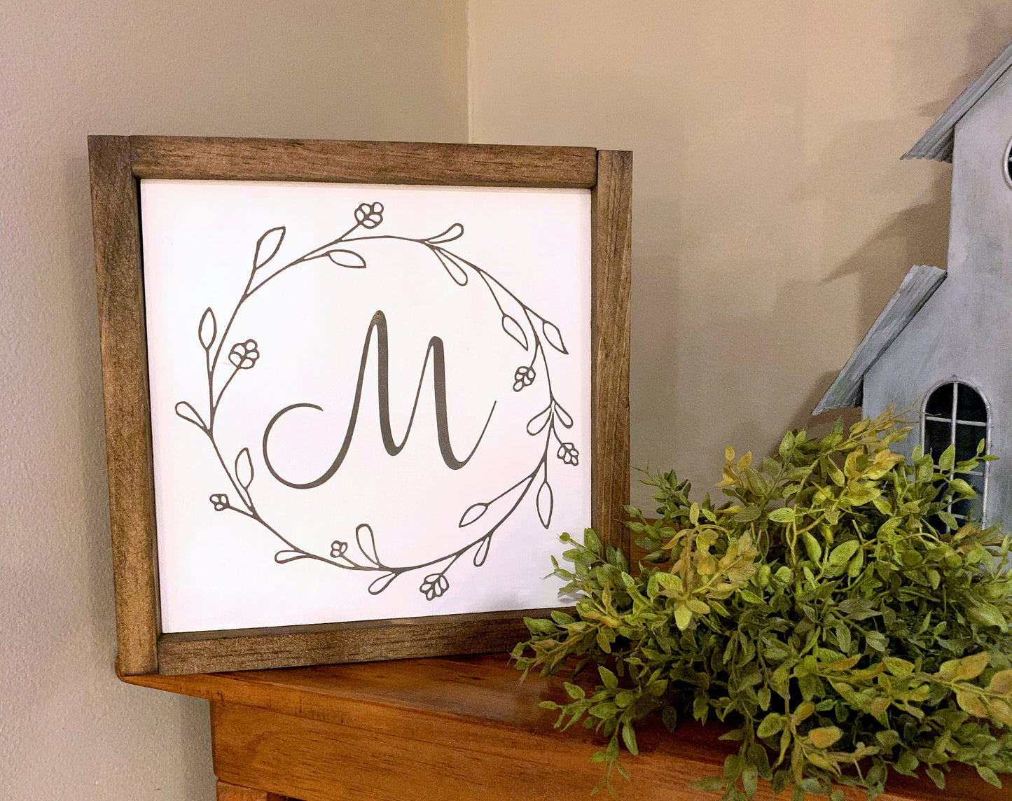 Monogram Family Initial Wood Sign for Gallery Wall, Bridal Shower Gift, Housewarming Gift, Family Initial Sign, Personalized Sign