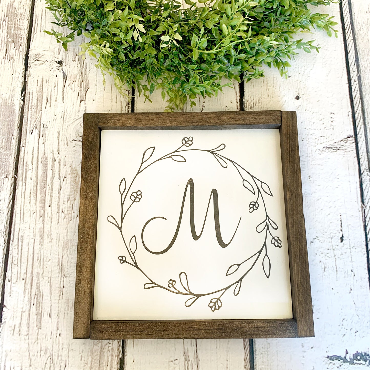 Monogram Family Initial Wood Sign for Gallery Wall, Farmhouse Style Wedding Gift, Housewarming Gift, Family Initial Sign, Personalized Sign