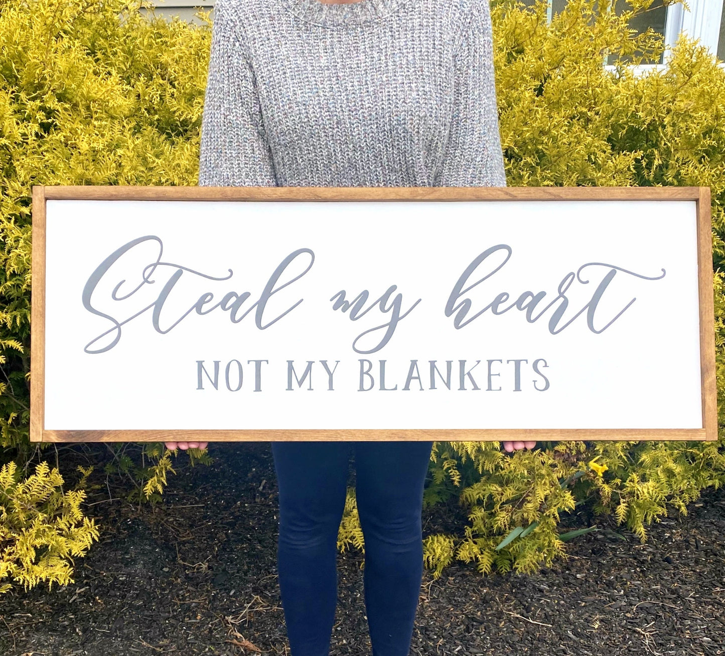 Steal My Heart But Not My Blankets Wood Sign, Master Bedroom Wood Sign, Bedroom Wall Art, Above Bed Wall Sign, Farmhouse Wall Decor