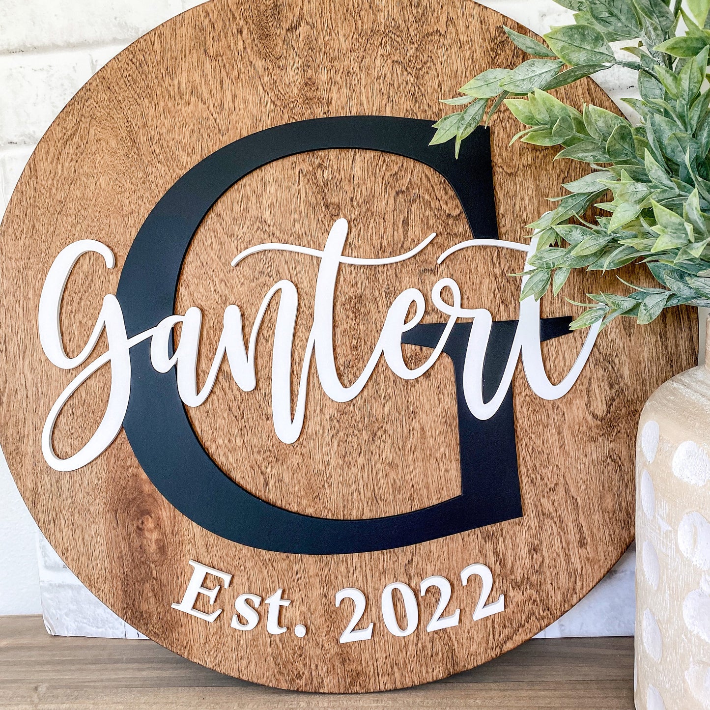 Personalized Family Name Round Wood Sign, Established Year Sign, Last Name Sign, Family Gift, Custom Family Wood Sign, Wedding Gift,