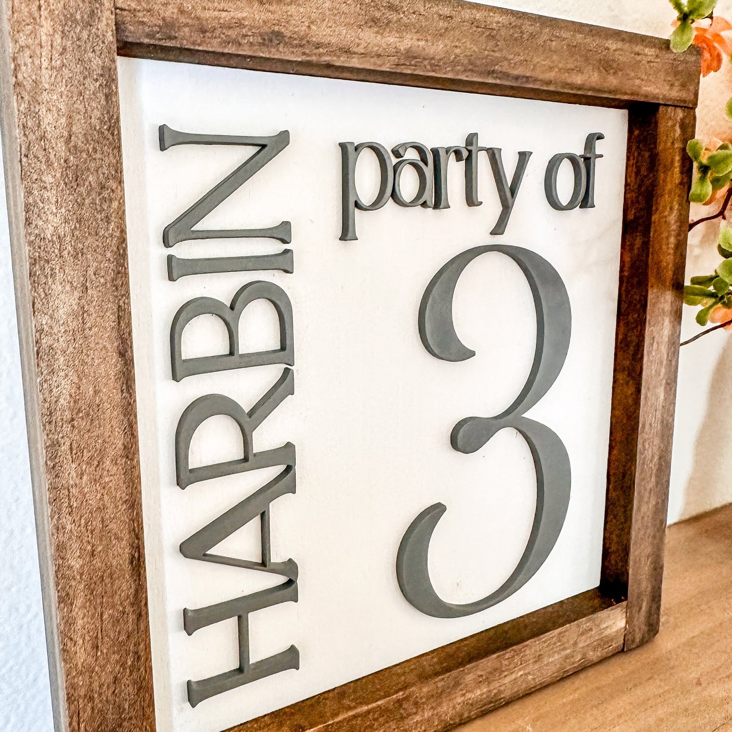 Party of 3 Sign, Family Name Sign, 3D Number Sign, Last Name Sign, Custom Family Name Sign, Party of 4,5,6 Sign, Personalized Family Sign