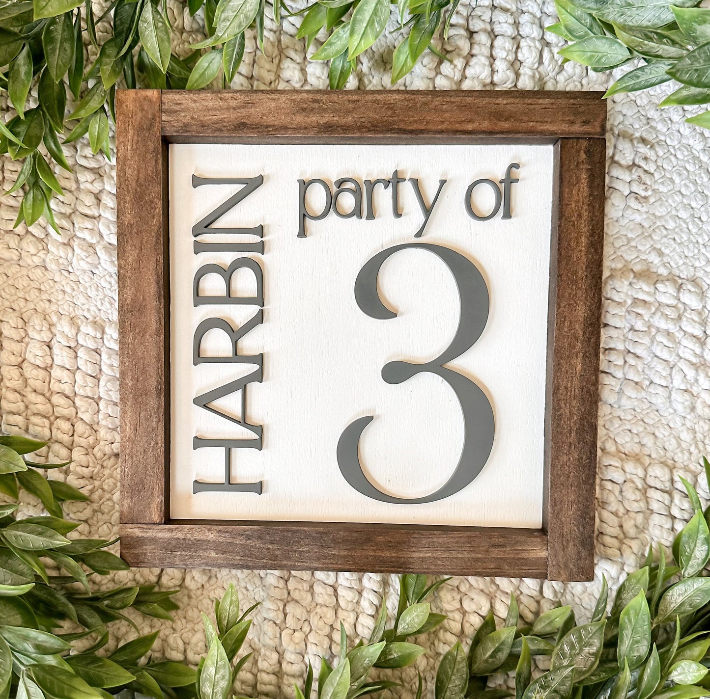 Party of 3 Sign, Family Name Sign, 3D Number Sign, Last Name Sign, Custom Family Name Sign, Party of 4,5,6 Sign, Personalized Family Sign