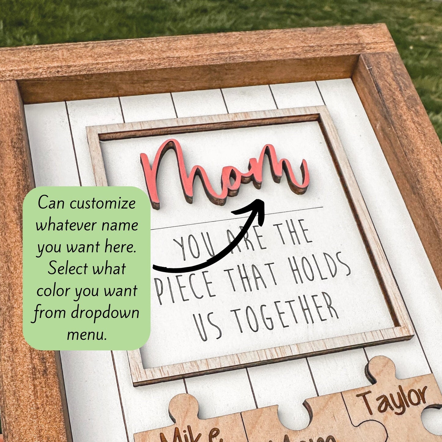 Puzzle Mom Sign Mothers Day Gift From Kids Puzzle Sign Grandma Gift Piece That Holds Us Together Sign Engraved Sign From Kids