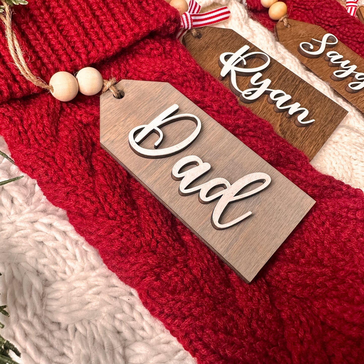 Christmas Stocking Name Tag, Gift Tags, Personalized Stocking Tags, Wood Name Tag, Custom Christmas Tags, Personalized Tags for Gifts