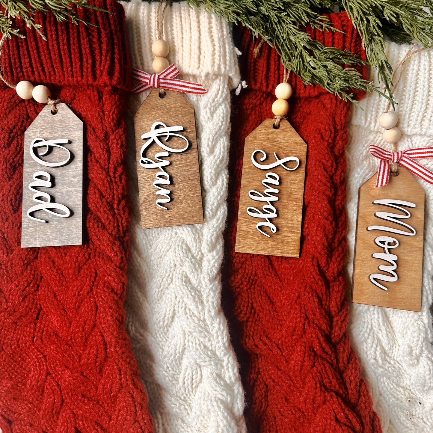 Christmas Stocking Name Tag, Gift Tags, Personalized Stocking Tags, Wood Name Tag, Custom Christmas Tags, Personalized Tags for Gifts