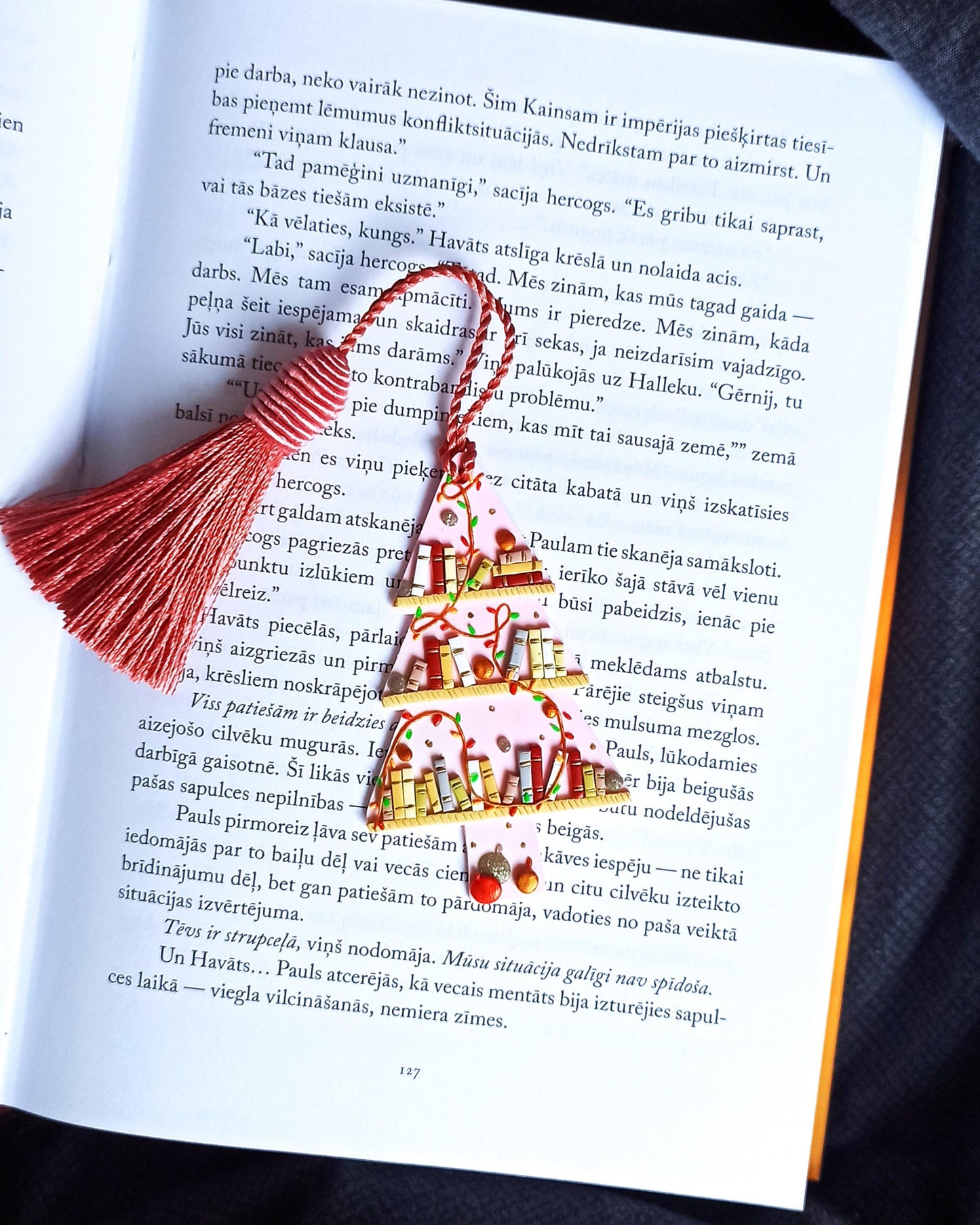 Pink Polymer Clay tree Bookmark, Gift for a Book Lover, Anniversary Gift, Birthday Gift Friend, Custom Christmas reader, Book Lovers Club,