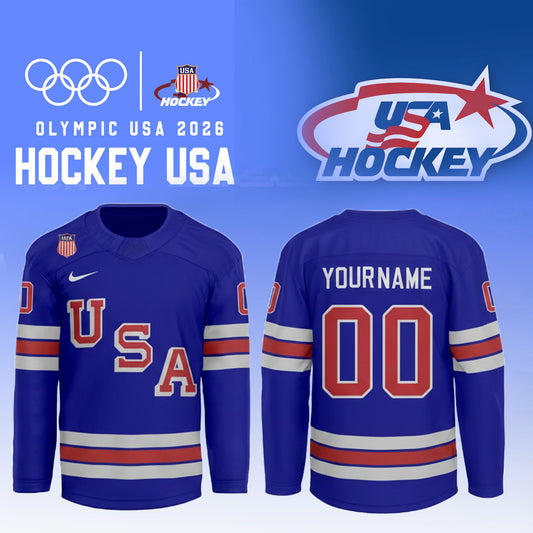 ,   USA 2026 Olympic Hockey Jersey Limited Edition Blue
