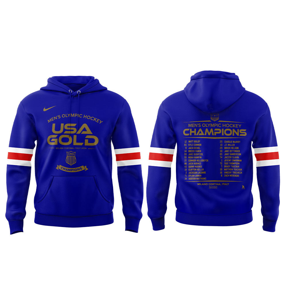 U.S. 2026 Olympic Milano Cortina Men’s Team Championship Blue Hoodie