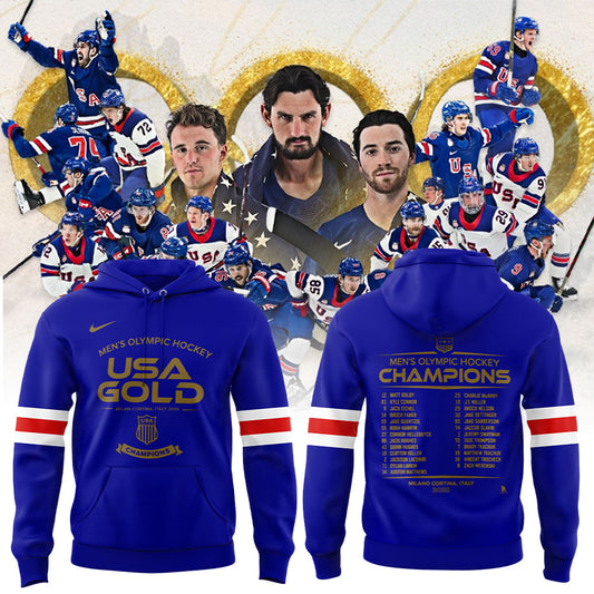 U.S. 2026 Olympic Milano Cortina Men’s Team Championship Blue Hoodie