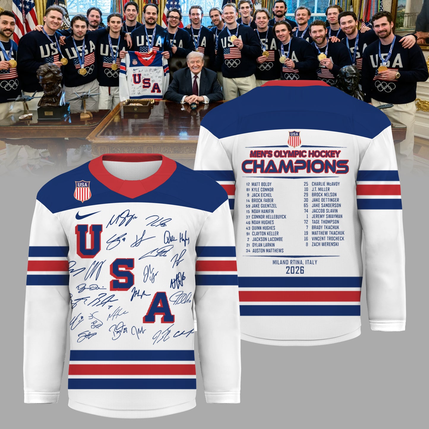 USA Men’s Ice Hockey Team Olympic 2026 Champions Jersey