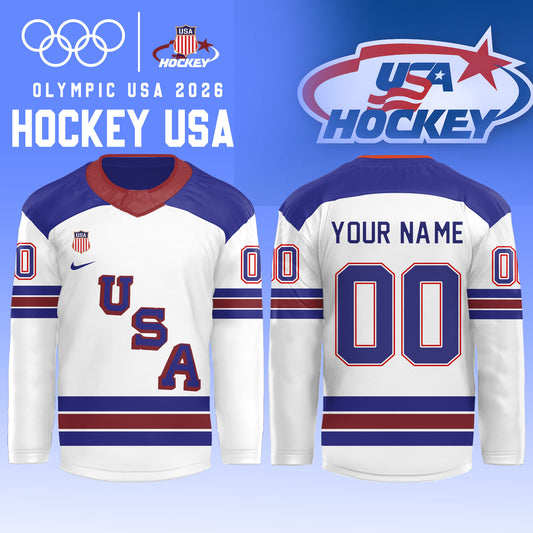 ,   USA 2026 Olympic Hockey Jersey Limited Edition White