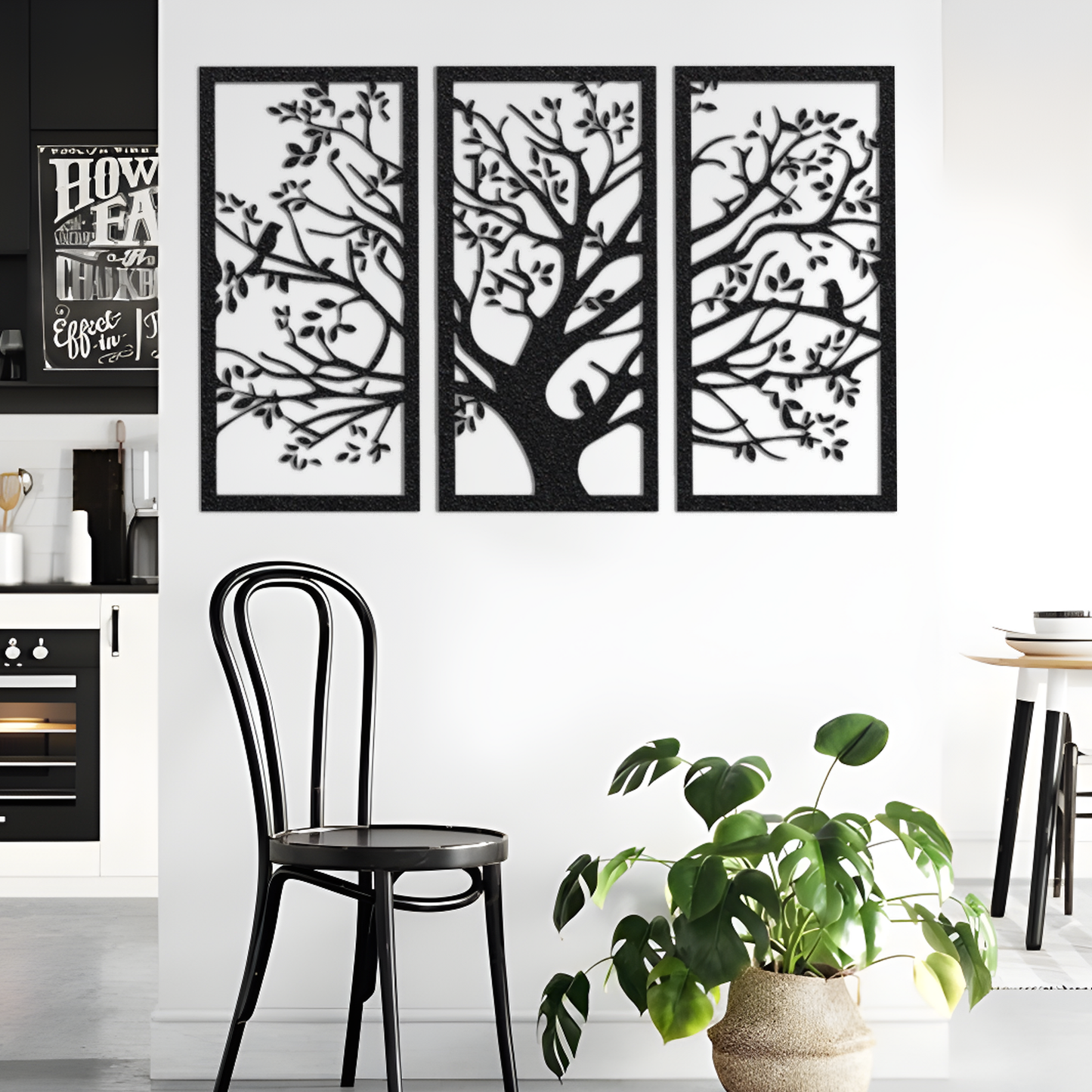 Birds in a Tree Metal Wall Art, Tree Sign, Livingroom Garden and Outdoor Black Metal Wall Decor, Boho Wall Hanging, Housewarming Gift