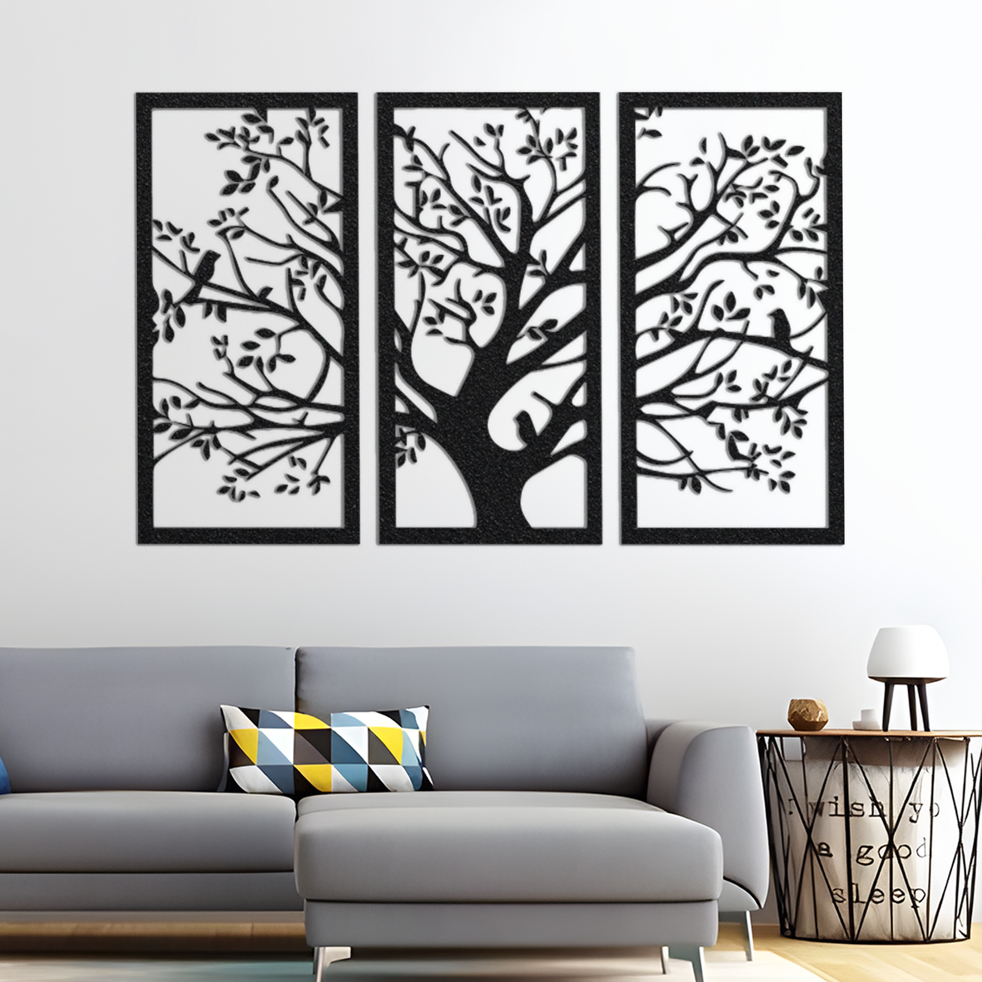 Birds in a Tree Metal Wall Art, Tree Sign, Livingroom Garden and Outdoor Black Metal Wall Decor, Boho Wall Hanging, Housewarming Gift