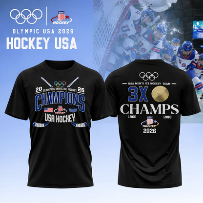 , Team USA 2026 Olympic Men’s Ice Hockey Champions Tshirt Limited Edition Black