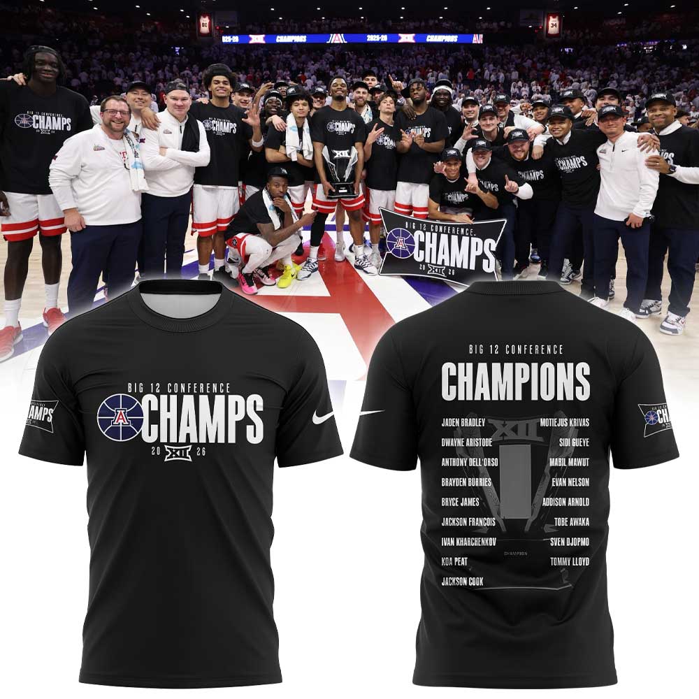 Arizona Wildcats Men’s Basketball 2026 Big 12 Conference Regular Season Champions Shirt V2
