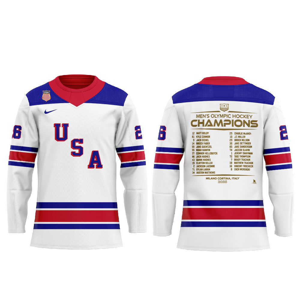 U.S. 2026 Olympic Milano Cortina Men’s Team Championship Hockey Jersey White