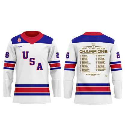 U.S. 2026 Olympic Milano Cortina Men’s Team Championship Hockey Jersey White