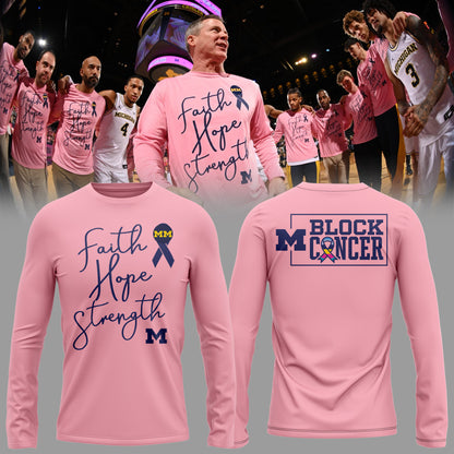 Limited Edition Michigan MBB Block Cancer Long Sleeve Shirt-KC02062609