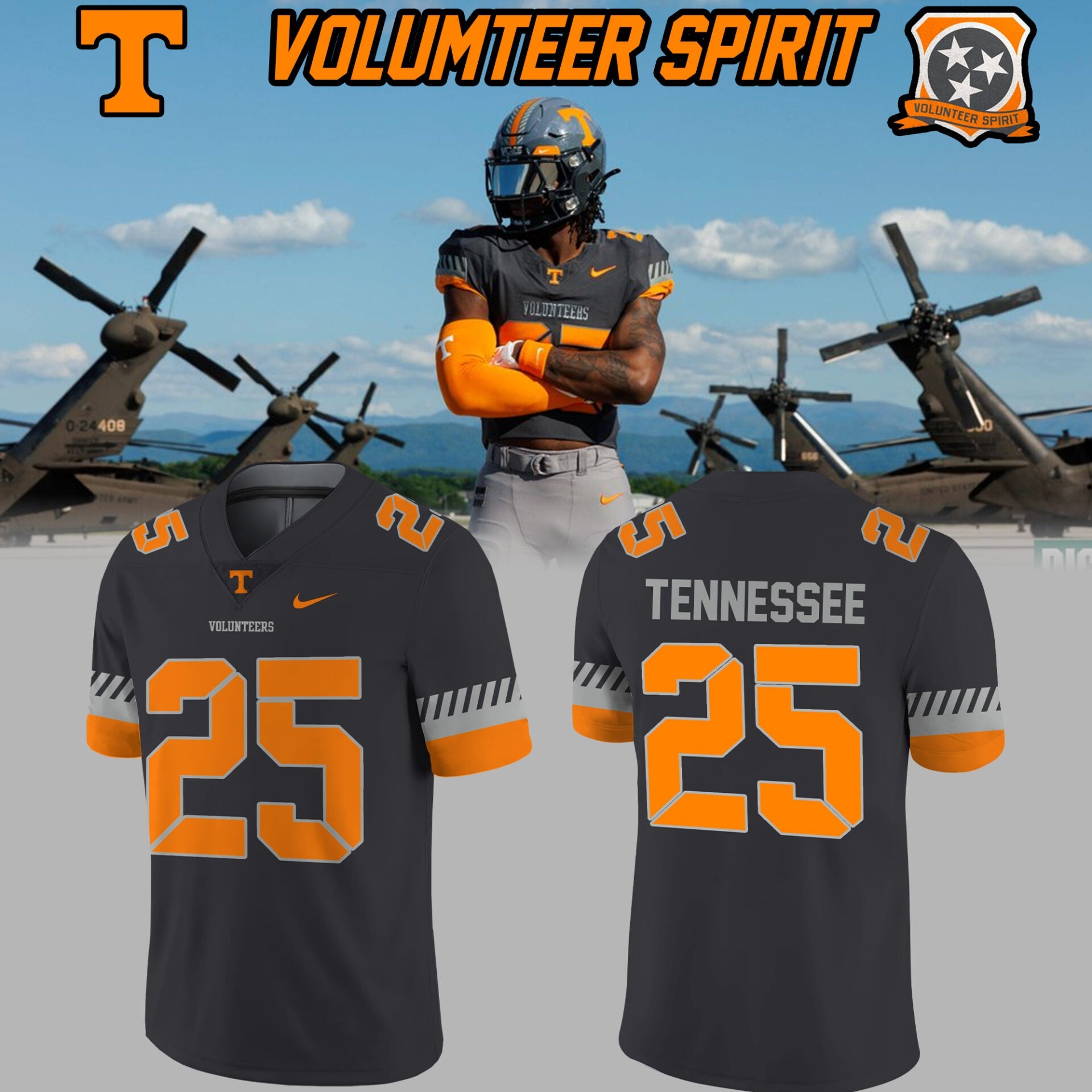 Limited Edition Volunteer Football Smokey Grey ‘Volunteer Spirit’ Jersey