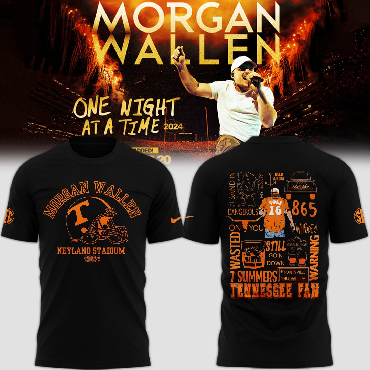 Tennessee Volunteers NCAA 2024 Nike Limited Tennessee x Morgan Wallen Black T-Shirt-PU092324331