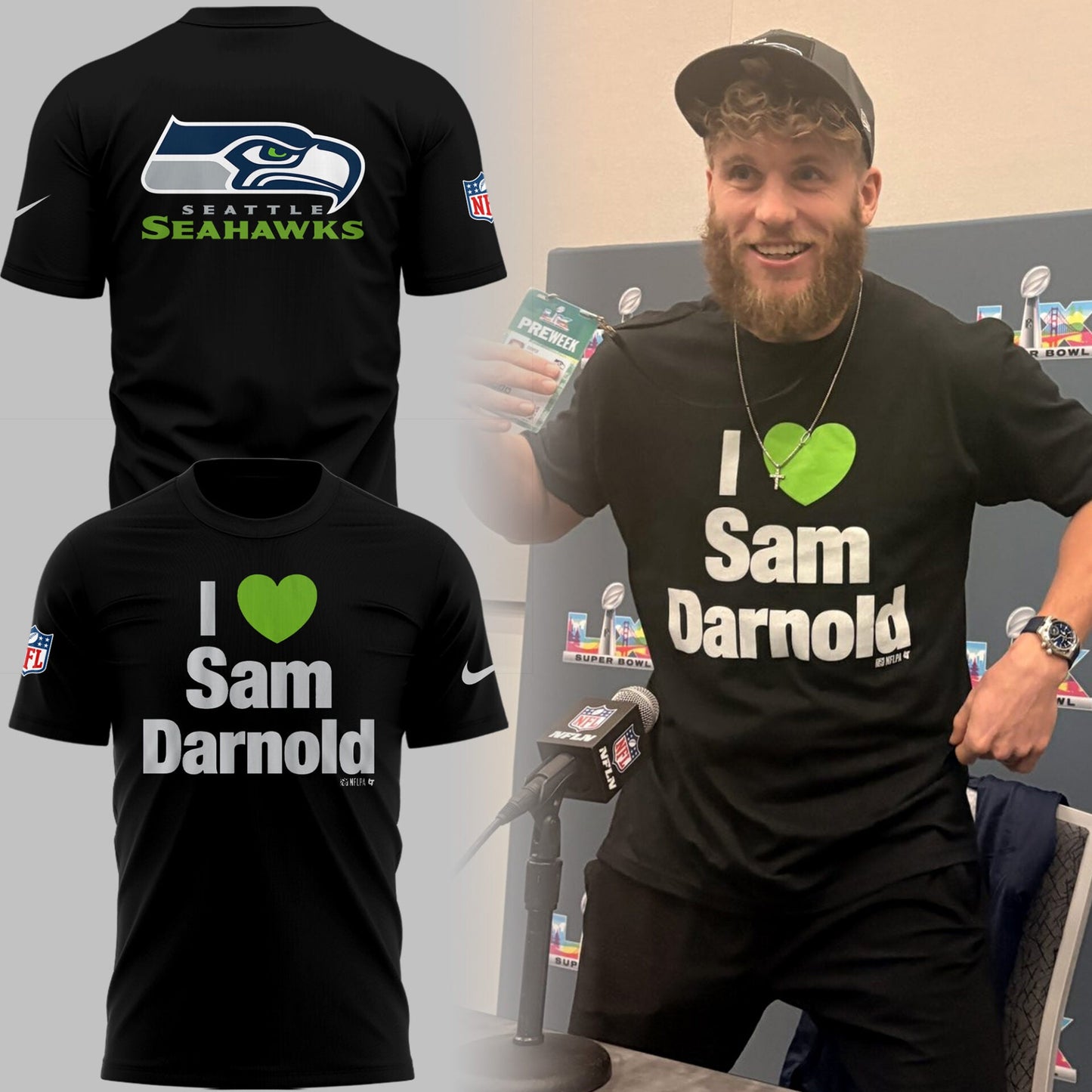 SEAT 🏈 ‘I 💚 Sam Darrno’ TShirt