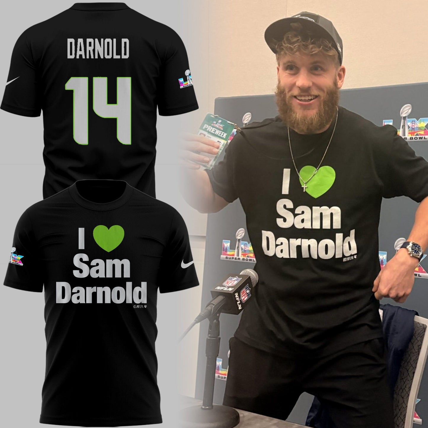 SEAT 🏈 ‘I 💚 Sam Darrno’ TShirt