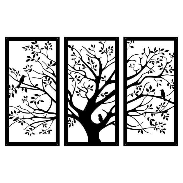 Birds in a Tree Metal Wall Art, Tree Sign, Livingroom Garden and Outdoor Black Metal Wall Decor, Boho Wall Hanging, Housewarming Gift