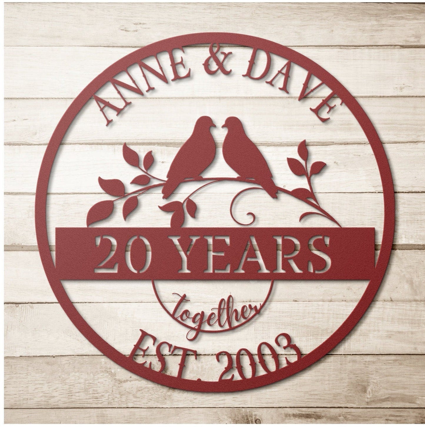 20th Anniversary Gift, 20th Wedding Anniversary Metal Sign