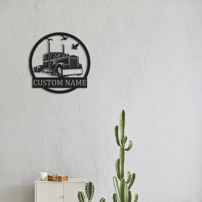 Custom Truck Metal Sign,Metal Truck Sign,Semi Truck Wall Art,Truck Decor,Truck Driver Gift,Man Cave Decor,trucking company