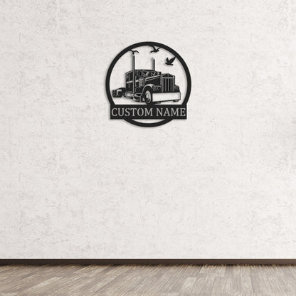 Custom Truck Metal Sign,Metal Truck Sign,Semi Truck Wall Art,Truck Decor,Truck Driver Gift,Man Cave Decor,trucking company