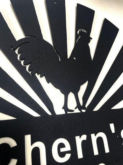 Chicken Coop Metal Sign,Custom Chicken Coop Sign Name,Personalized Chicken Coop Wall Art,Hen House Decor,Chicken Farm Decor,Farmhouse Decor