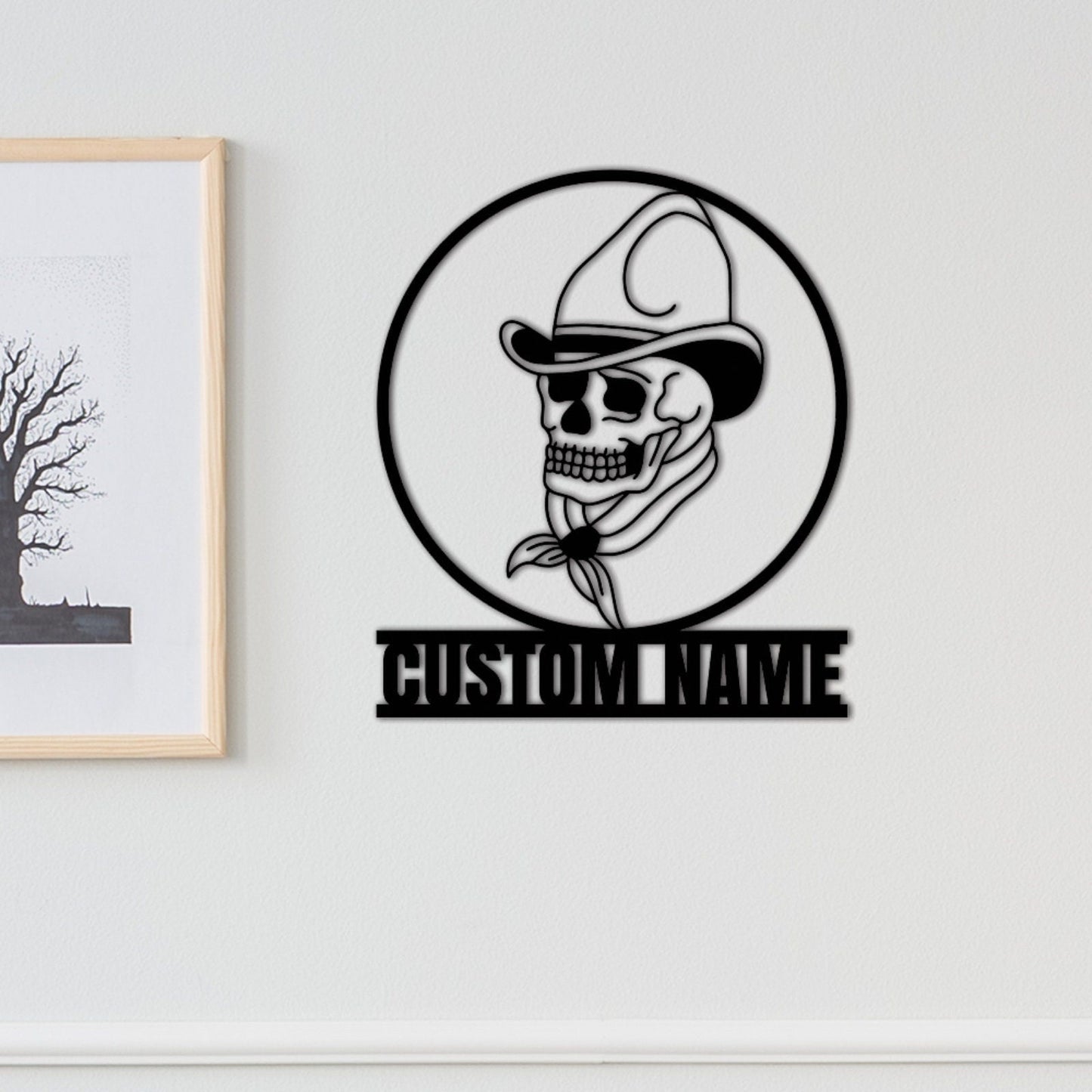 Cow Boy Skull Metal Sign,Custom Sugar Skull Name Sign,Personalized Sugar Wall Art,Sugar Wall Decor,Garage Decor Room Decoration