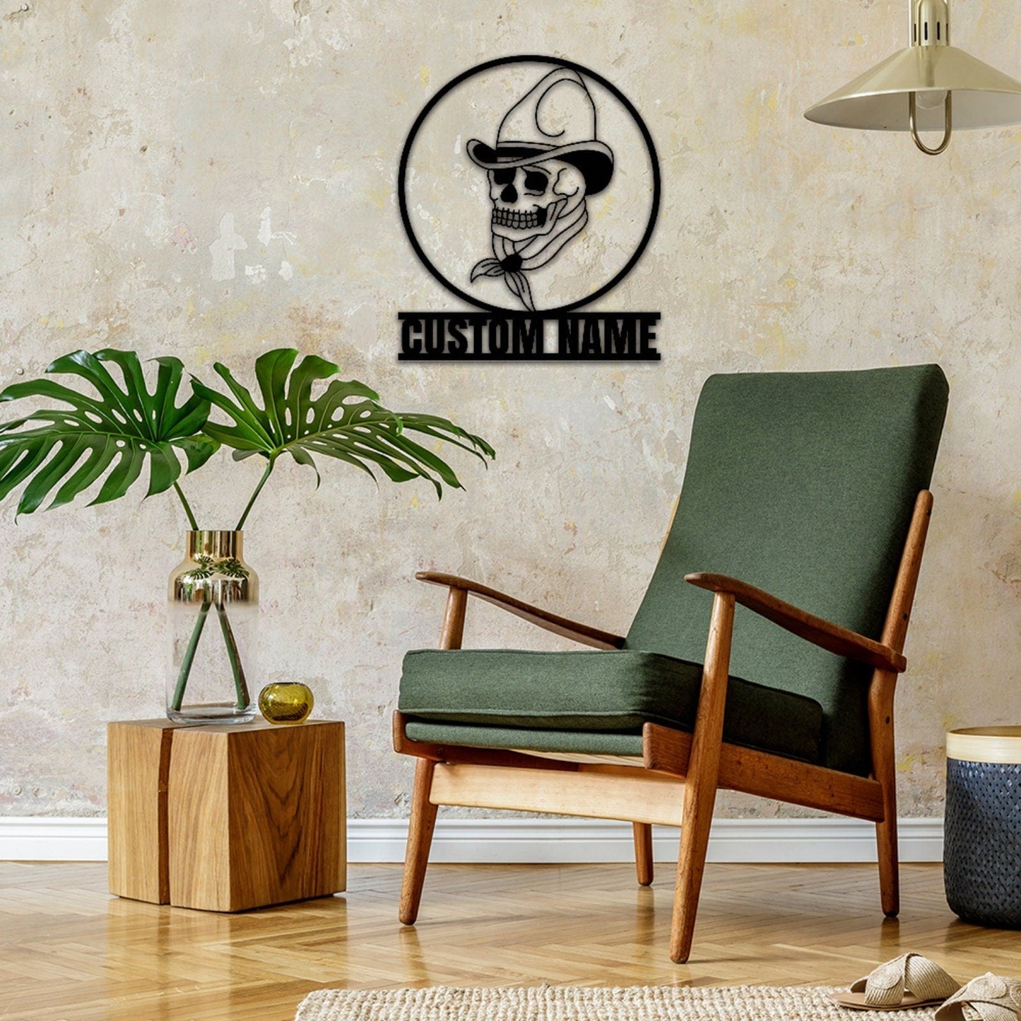 Cow Boy Skull Metal Sign,Custom Sugar Skull Name Sign,Personalized Sugar Wall Art,Sugar Wall Decor,Garage Decor Room Decoration