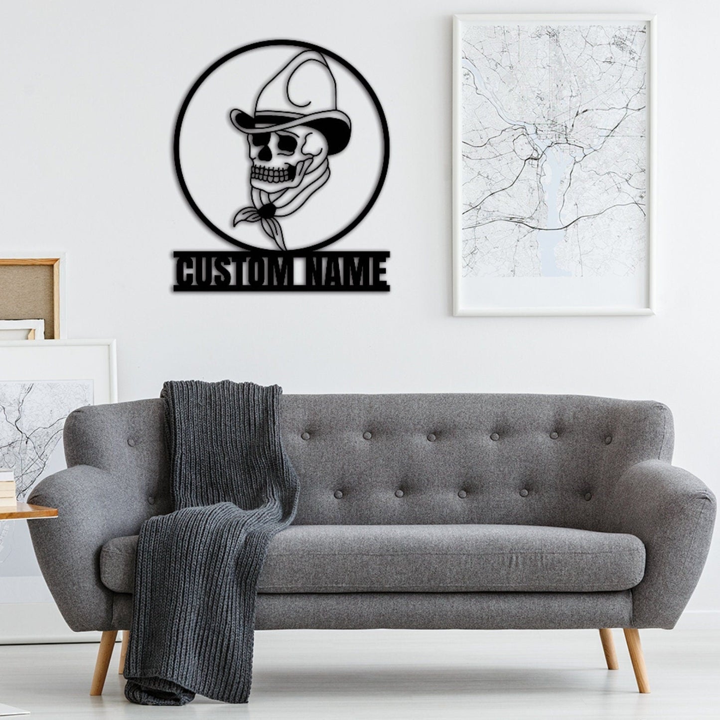 Cow Boy Skull Metal Sign,Custom Sugar Skull Name Sign,Personalized Sugar Wall Art,Sugar Wall Decor,Garage Decor Room Decoration