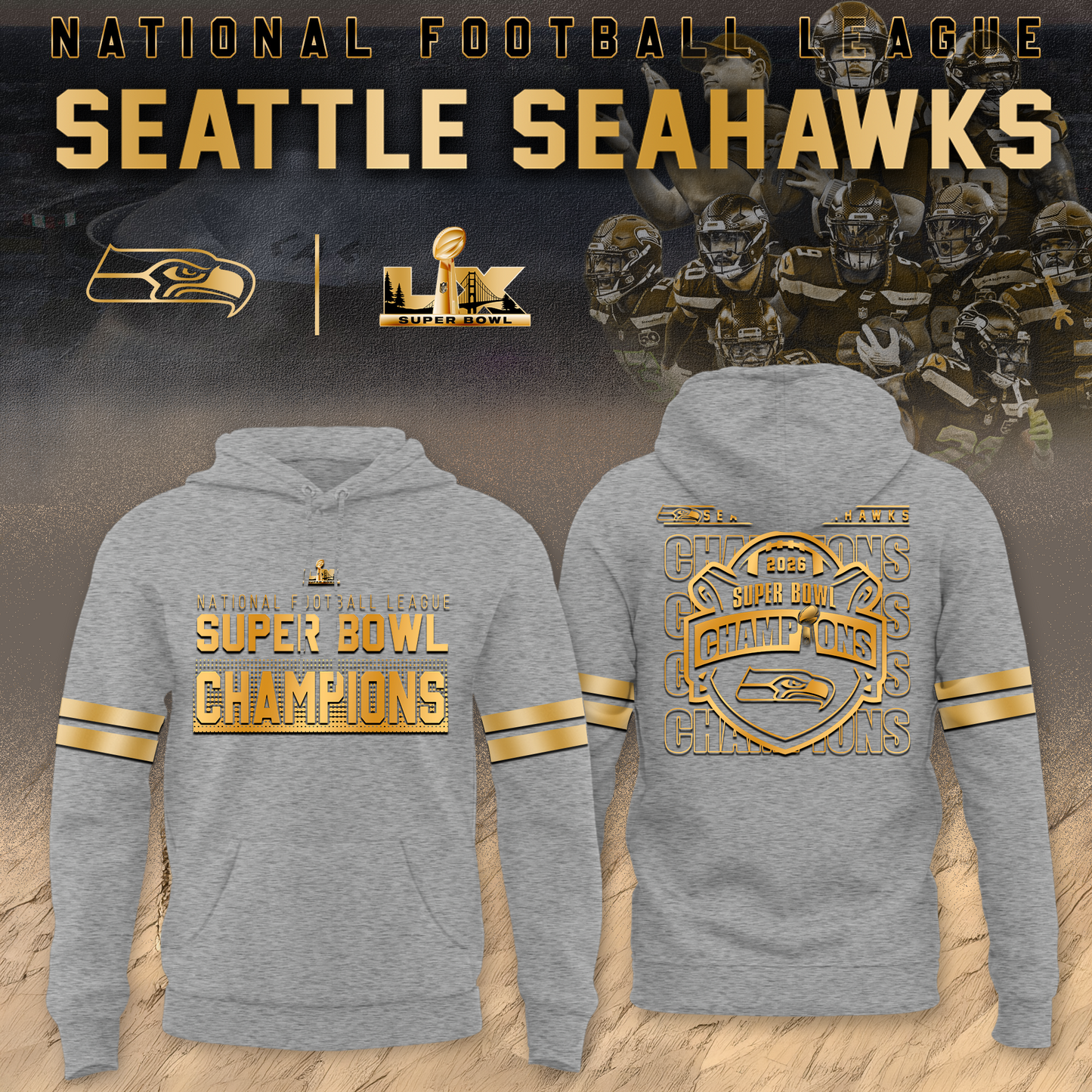 Seahawks 2026 Super Bowl LX Hoodie - Limited Editions
