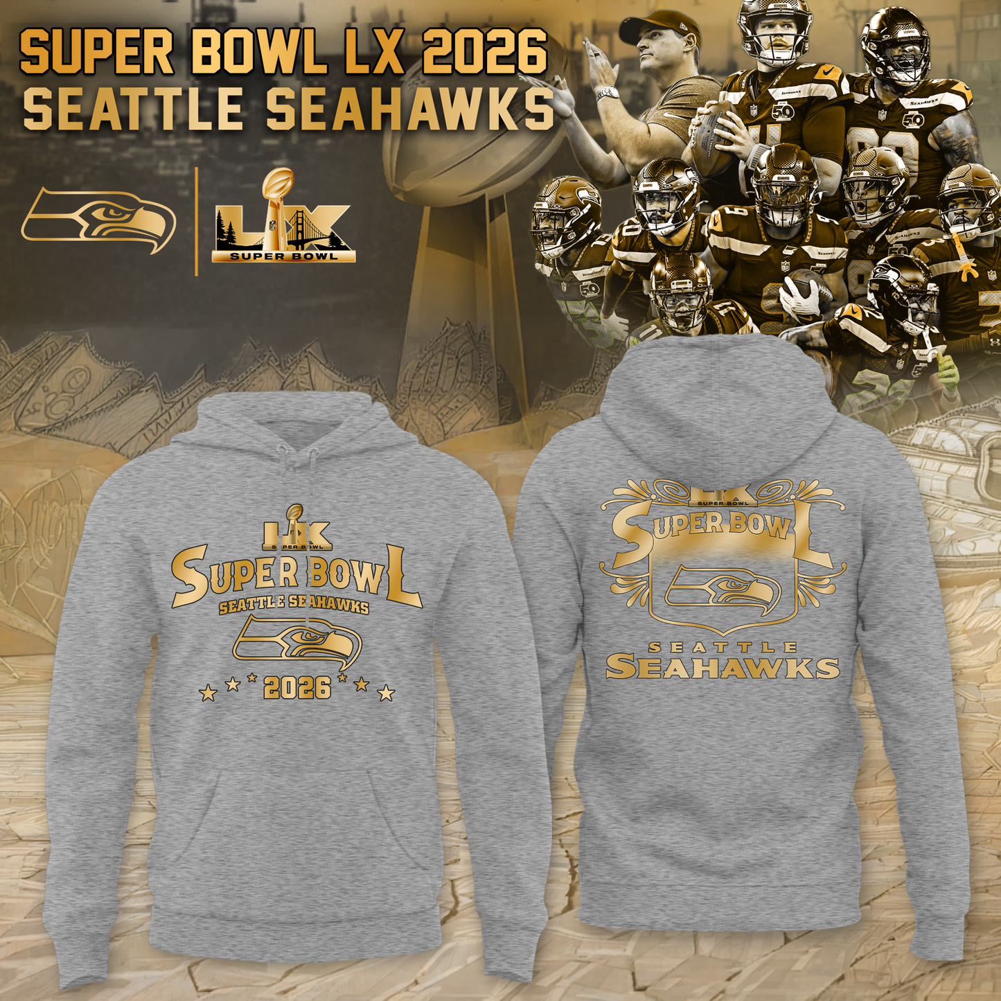 Seahawks 2026 Super Bowl LX Hoodie - Limited Editions