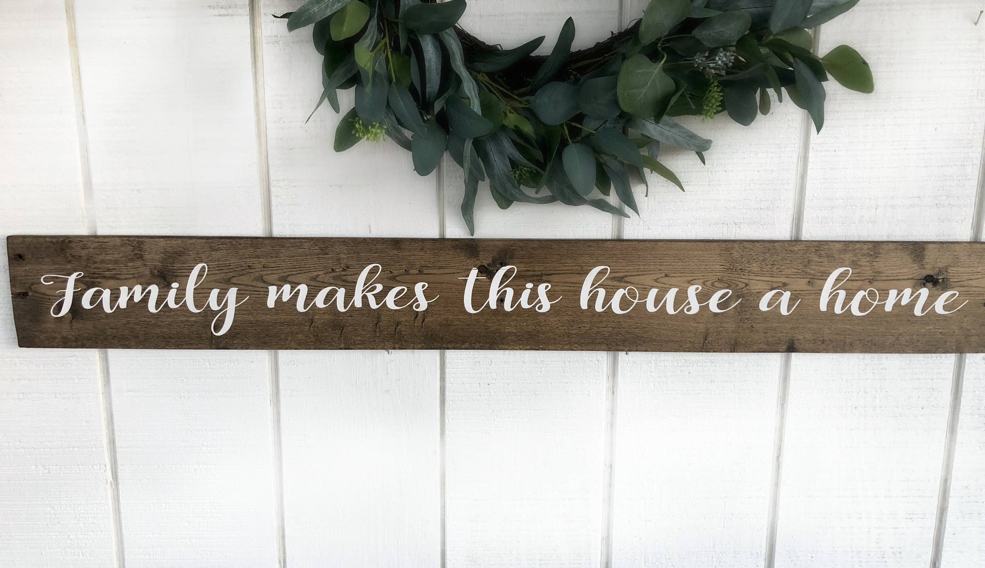 Family Makes This House A Home Sign, Family Sign, Farmhouse Decor, Rustic Wood Sign, Housewarming Gift, Farmhouse Sign, Wall Decor