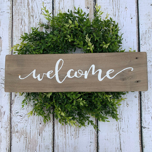 Welcome Front Door Sign, Rustic Front Porch Decor, Entryway Sign, Wood Door Hanger, Housewarming Gift, Front Porch Sign