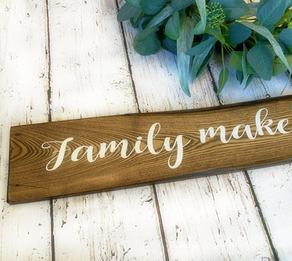 Family Makes This House A Home Sign, Family Sign, Farmhouse Decor, Rustic Wood Sign, Housewarming Gift, Farmhouse Sign, Wall Decor