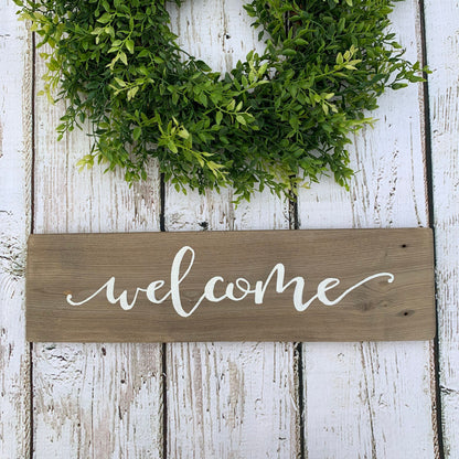 Welcome Front Door Sign, Rustic Front Porch Decor, Entryway Sign, Wood Door Hanger, Housewarming Gift, Front Porch Sign
