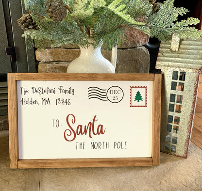 Personalized Santa Letter Sign Family Name Christmas Decor, Holiday Sign, Christmas Wall Decor, Farmhouse Style Sign
