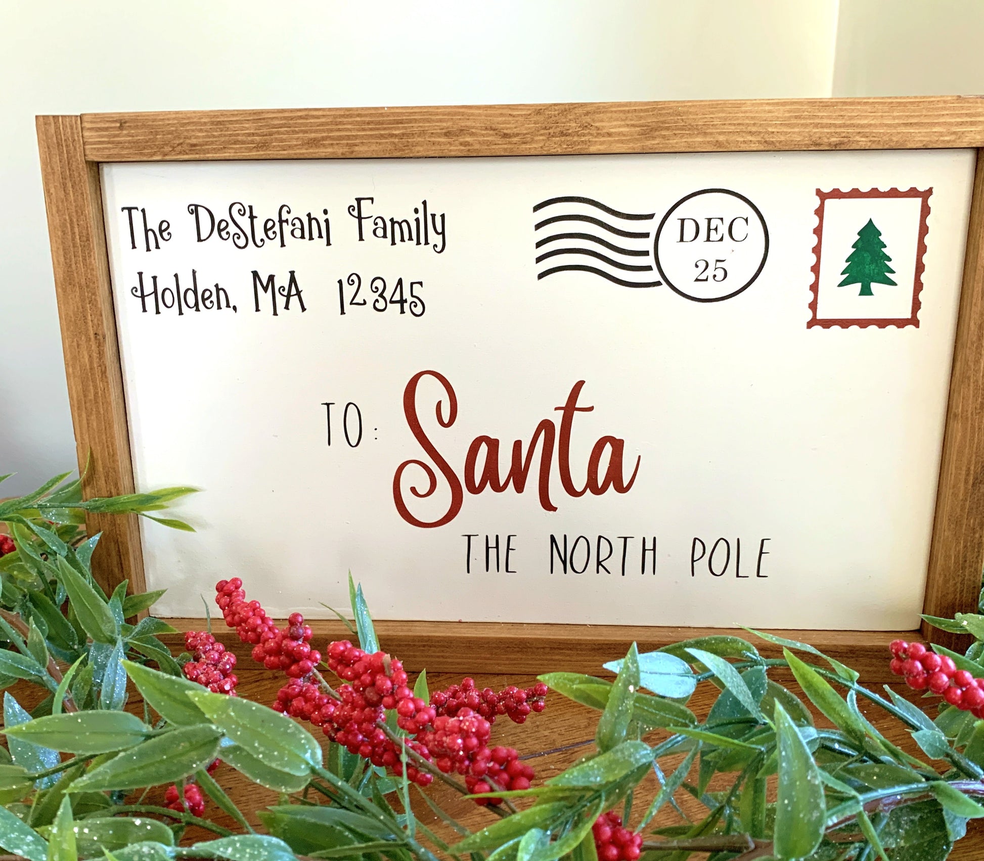Personalized Santa Letter Sign Family Name Christmas Decor, Holiday Sign, Christmas Wall Decor, Farmhouse Style Sign