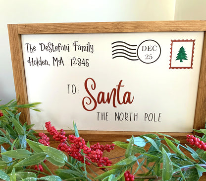 Personalized Santa Letter Sign Family Name Christmas Decor, Holiday Sign, Christmas Wall Decor, Farmhouse Style Sign
