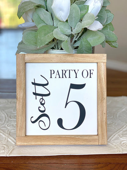 Party of Sign, Family Party of, Custom Family Name Sign, Number Sign, Party of 4, Party of 5, Last Name Sign, Personalized Family Wood Sign