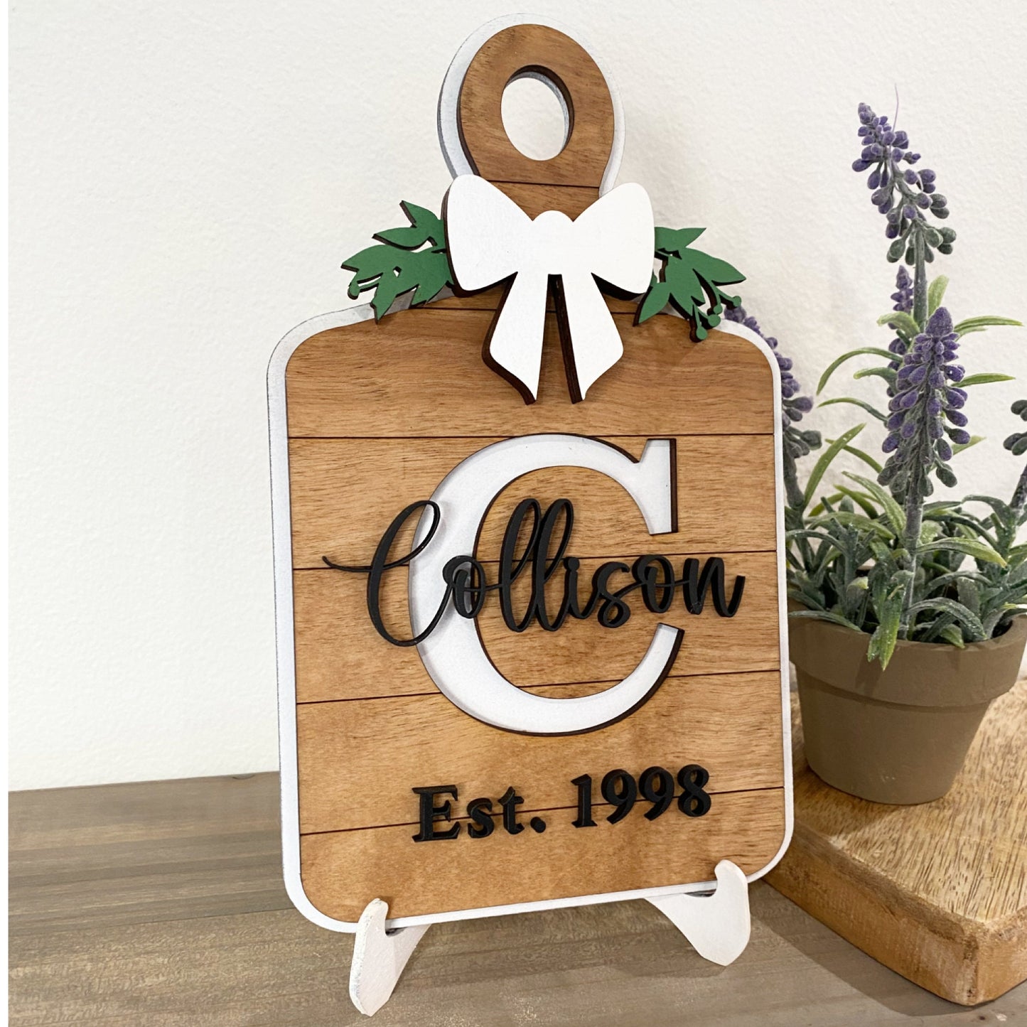 Decorative Cutting Board, Personalized Monogram and Family Name Board, Kitchen Decor, Family Name Established Sign, Farmhouse Kitchen Decor