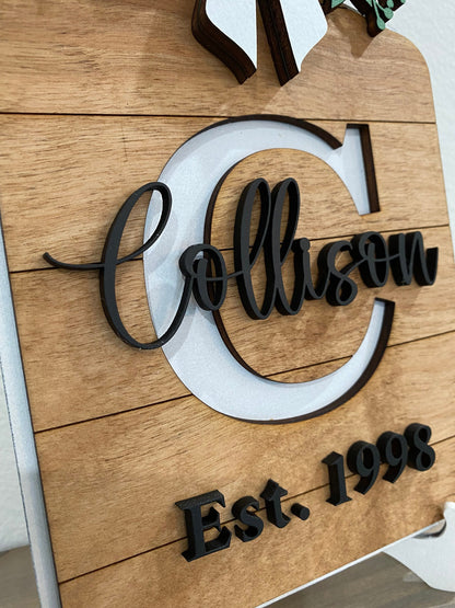 Decorative Cutting Board, Personalized Monogram and Family Name Board, Kitchen Decor, Family Name Established Sign, Farmhouse Kitchen Decor