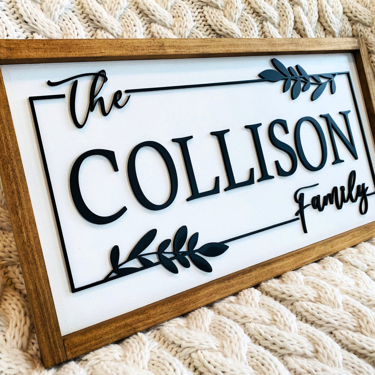 Personalized Family Name 3D Wood Sign, Customize Name Sign for Wedding or Bridal Shower Gift, Closing Gift, Framed Wood Sign